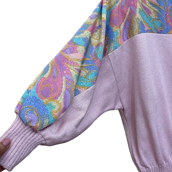 Retro 80s Pink Sweater Vintage Pullover Anthony Sicari Size 12 - Picture 5 of 9